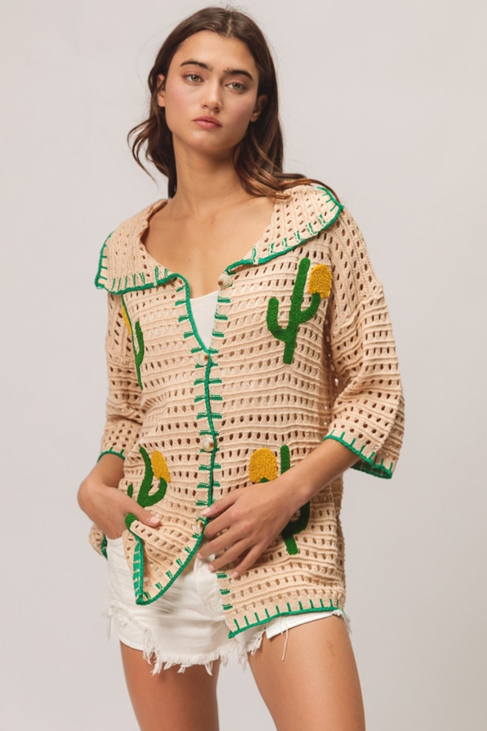 DESERT BLOOM CACTUS CARDIGAN SWEATER