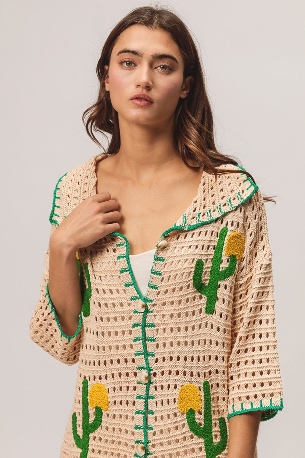 DESERT BLOOM CACTUS CARDIGAN SWEATER