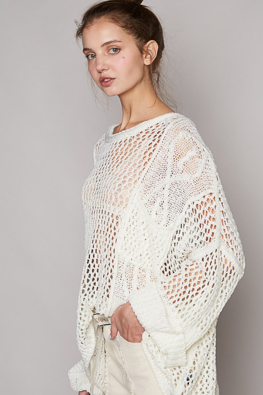 SUPERSTITION BREEZE OPENWORK KNIT COVER-UP SWEATER