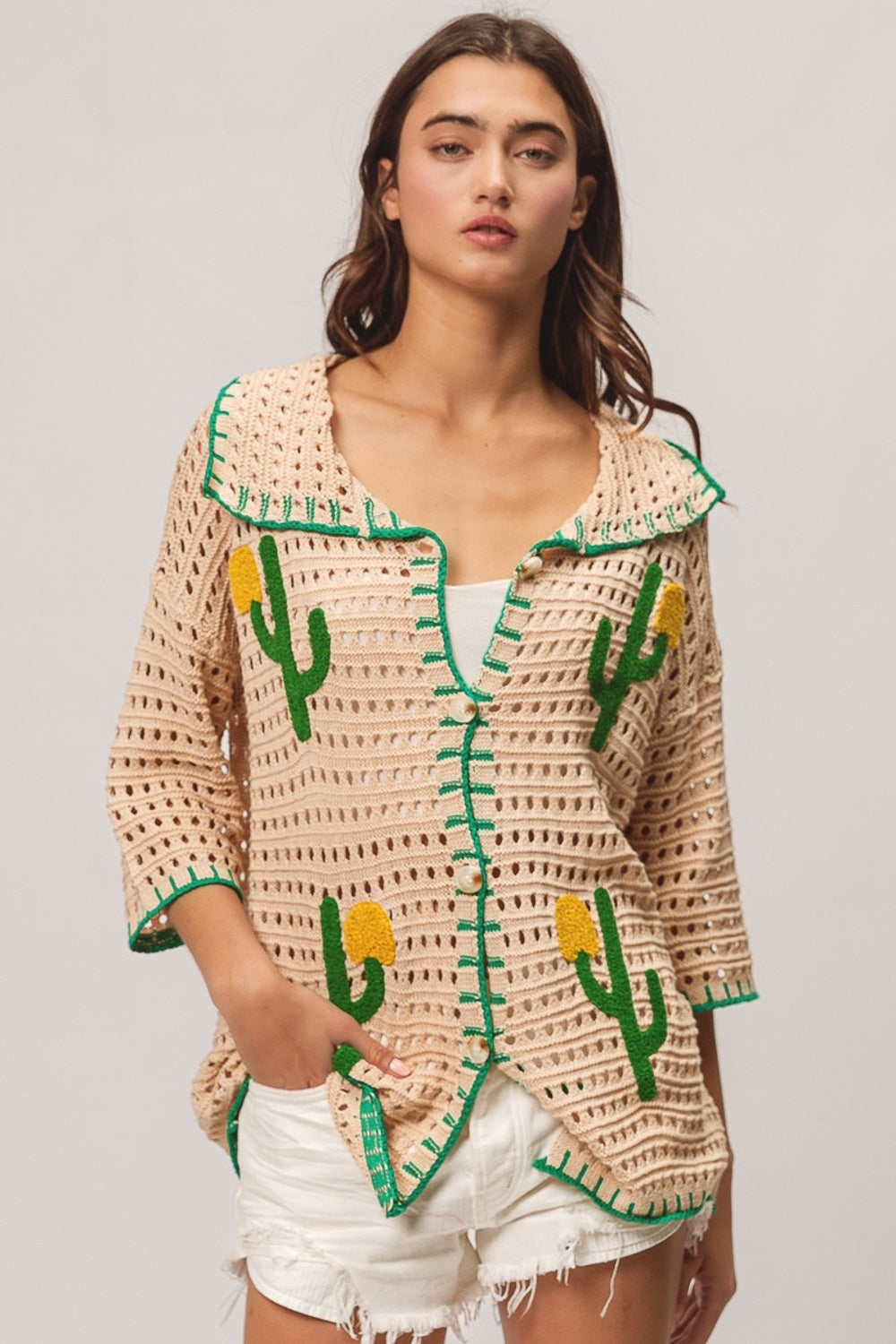 DESERT BLOOM CACTUS CARDIGAN SWEATER