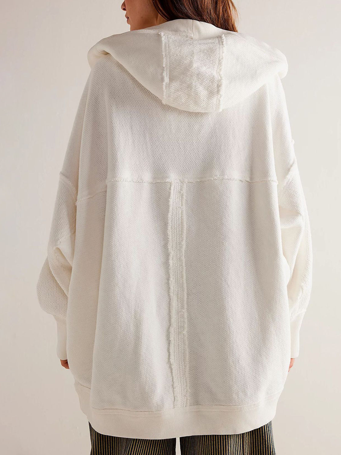 COASTAL DRIFT EXPOSED SEAM BATWING HOODED CARDIGAN